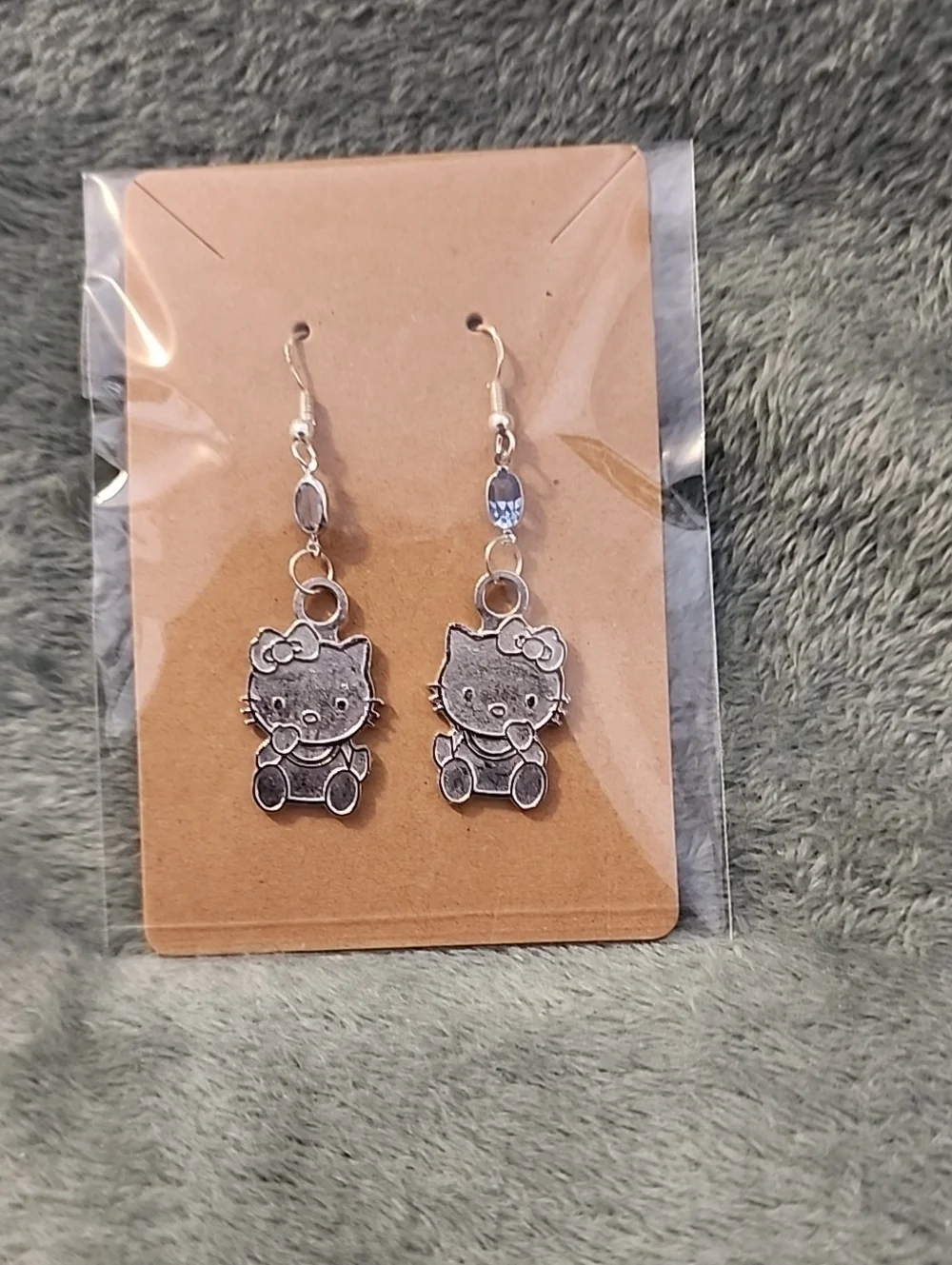Silver Kitty Dangle Earrings - Cute Cat Charm